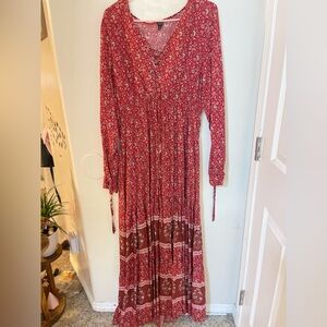 Elegant Red Floral Maxi Dress